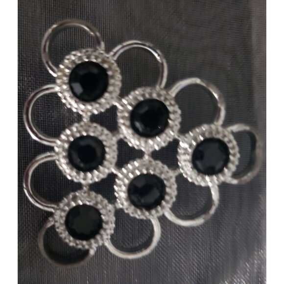 Vintage Sarah Coventry Silver Tone Black Rhinestone Brooch & Bonus Brooch - Picture 6 of 14